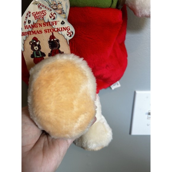 Vintage Rennoc Plush White Cream Teddy Bear Christmas Stocking Hang N Stuff Rare - Picture 11 of 16